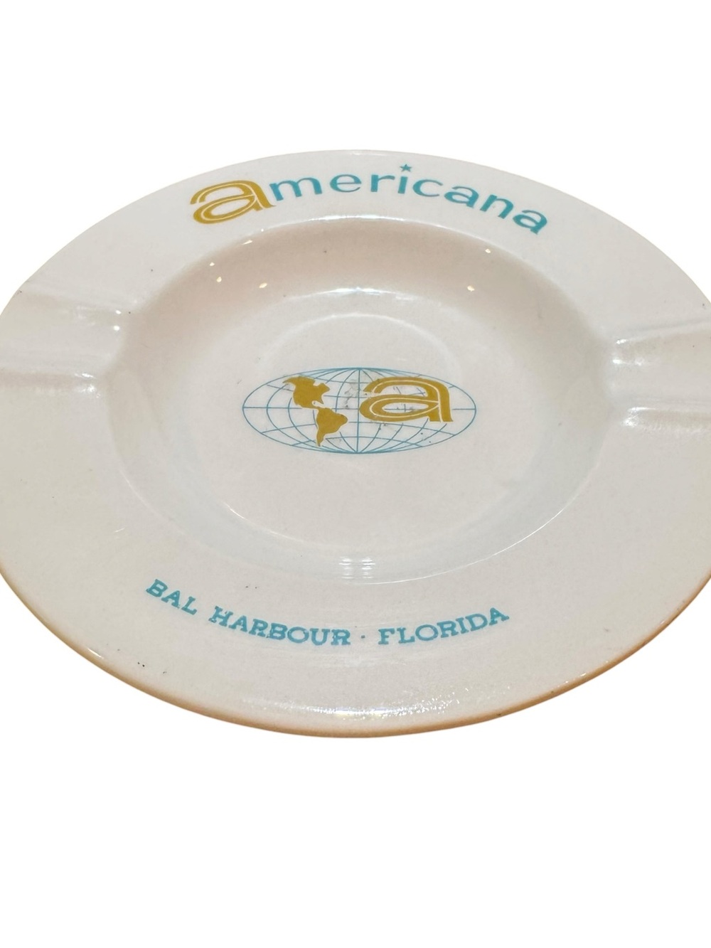VTG Americana of Bal Harbour Pottery Ashtray Florida Hotel - Harkerware